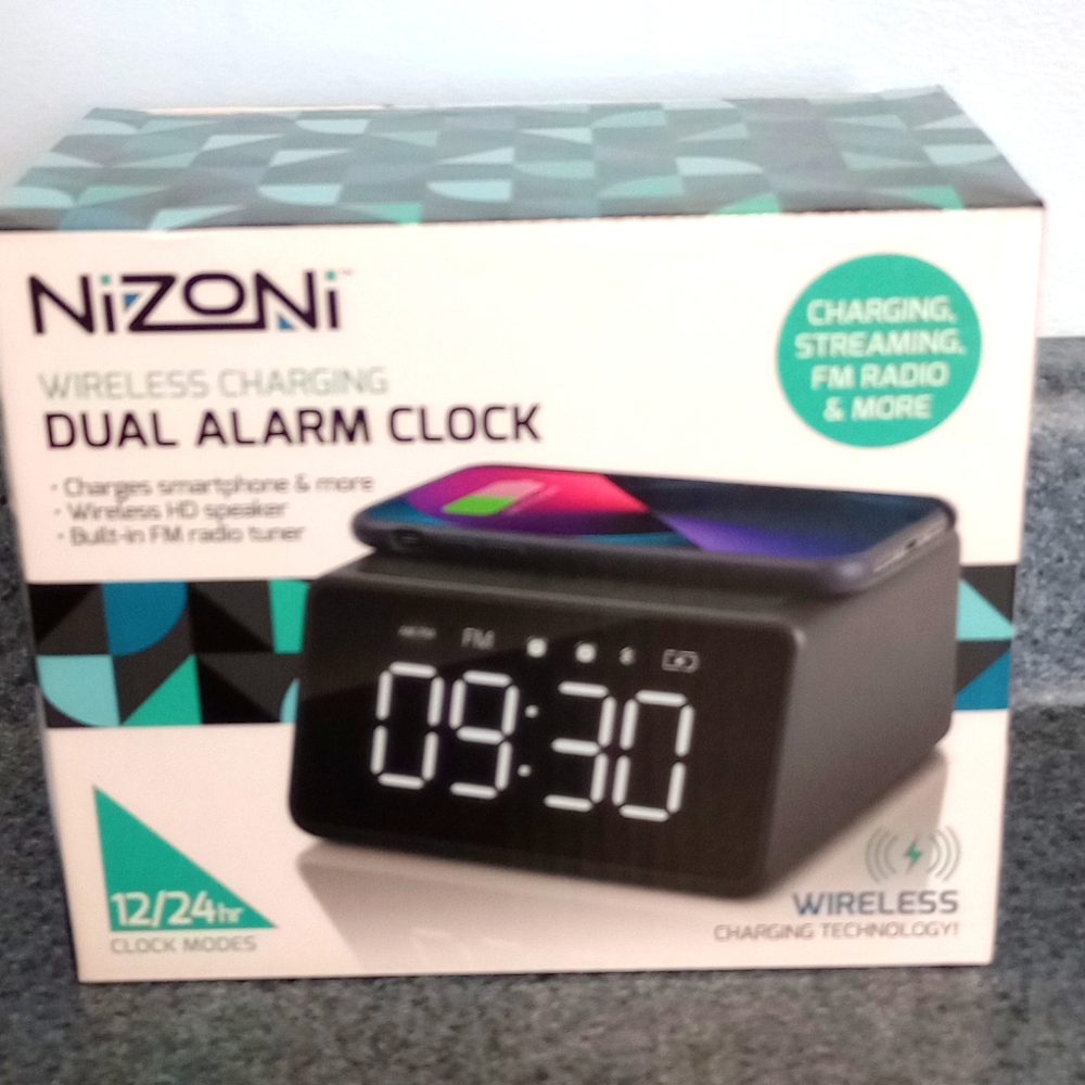 NWT Wireless charging dual alarm clock